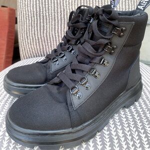 Dr. Martens black canvas combat boots! Ladies size 8. Air Wair, comfortable!